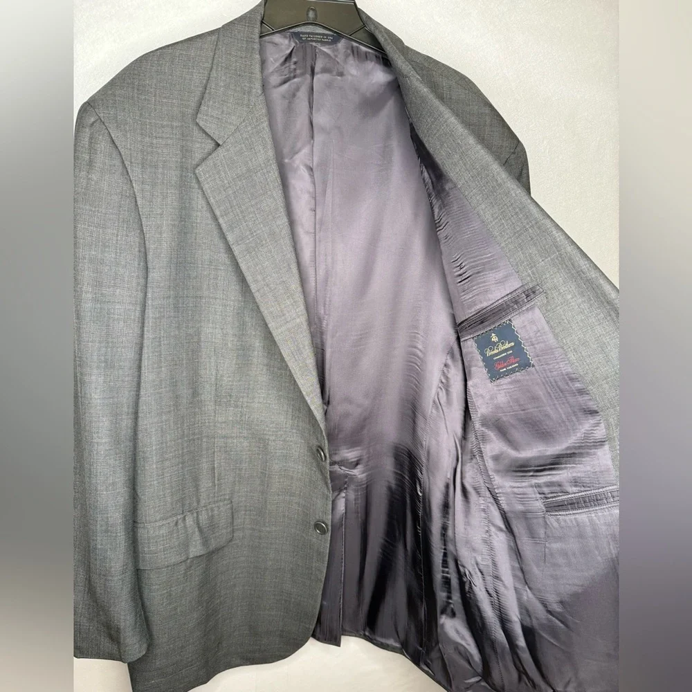 Brooks Brothers Golden Fleece Men's 100% Wool Blazer Gray Plaid 2 Button 44R